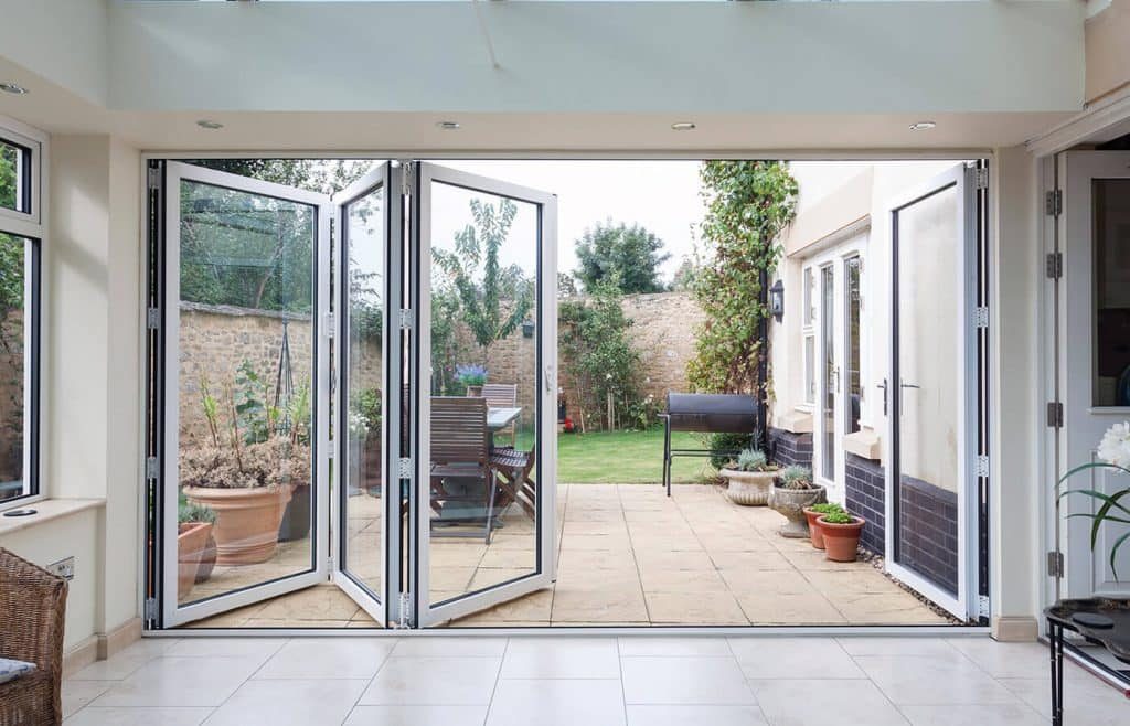 White-aluminium-bifold doors -interior